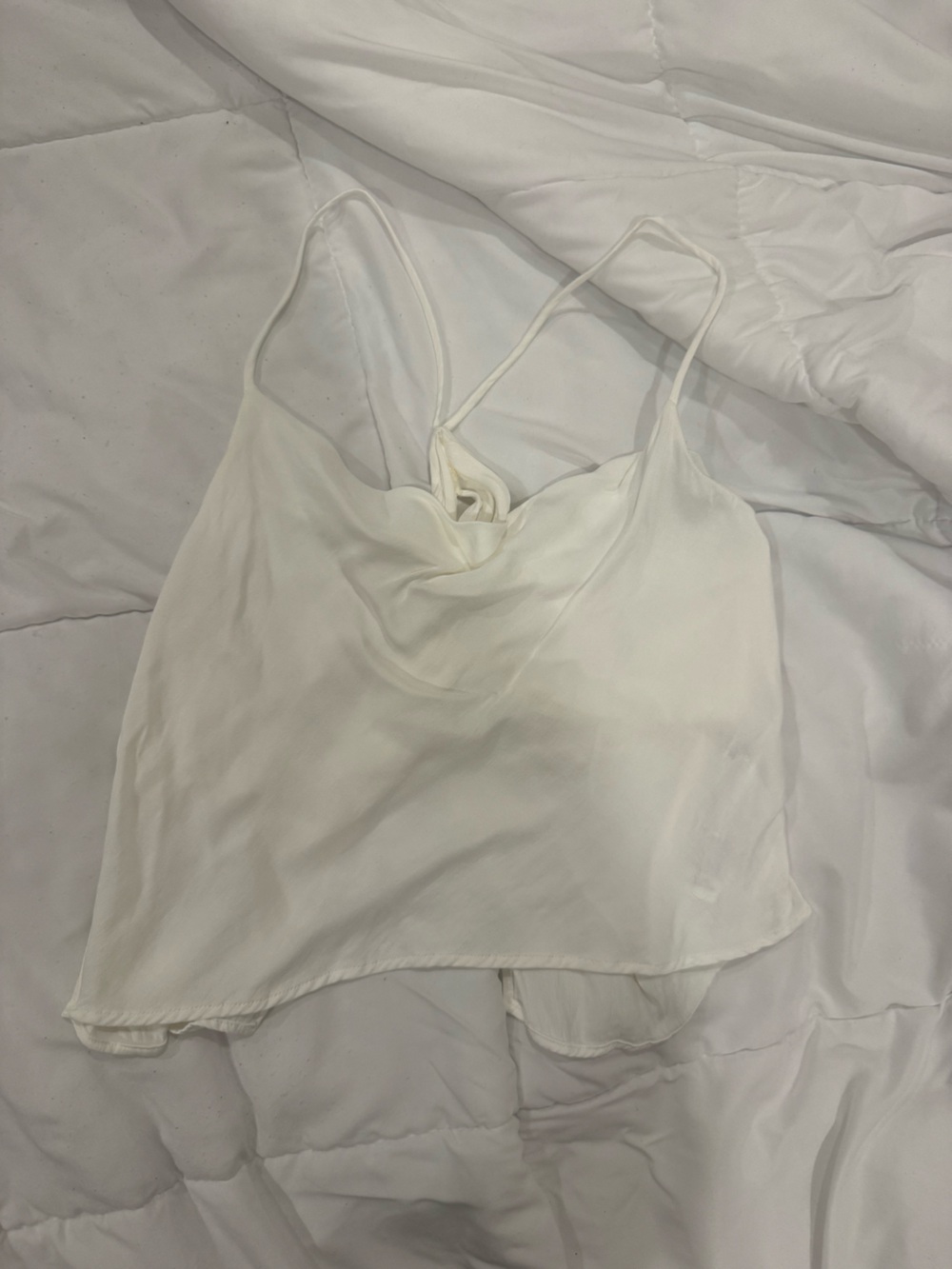Zara White Satin Open back top
